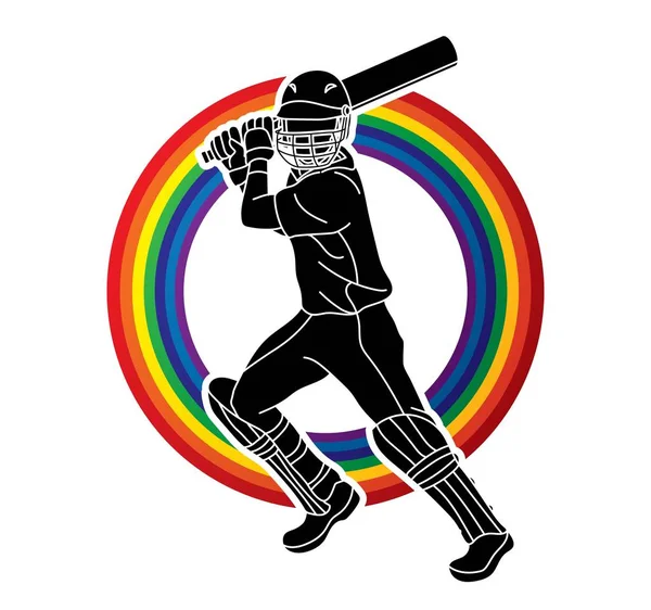 Cricket Player Action Cartoon Sport Graphic Vector — Stock Vector