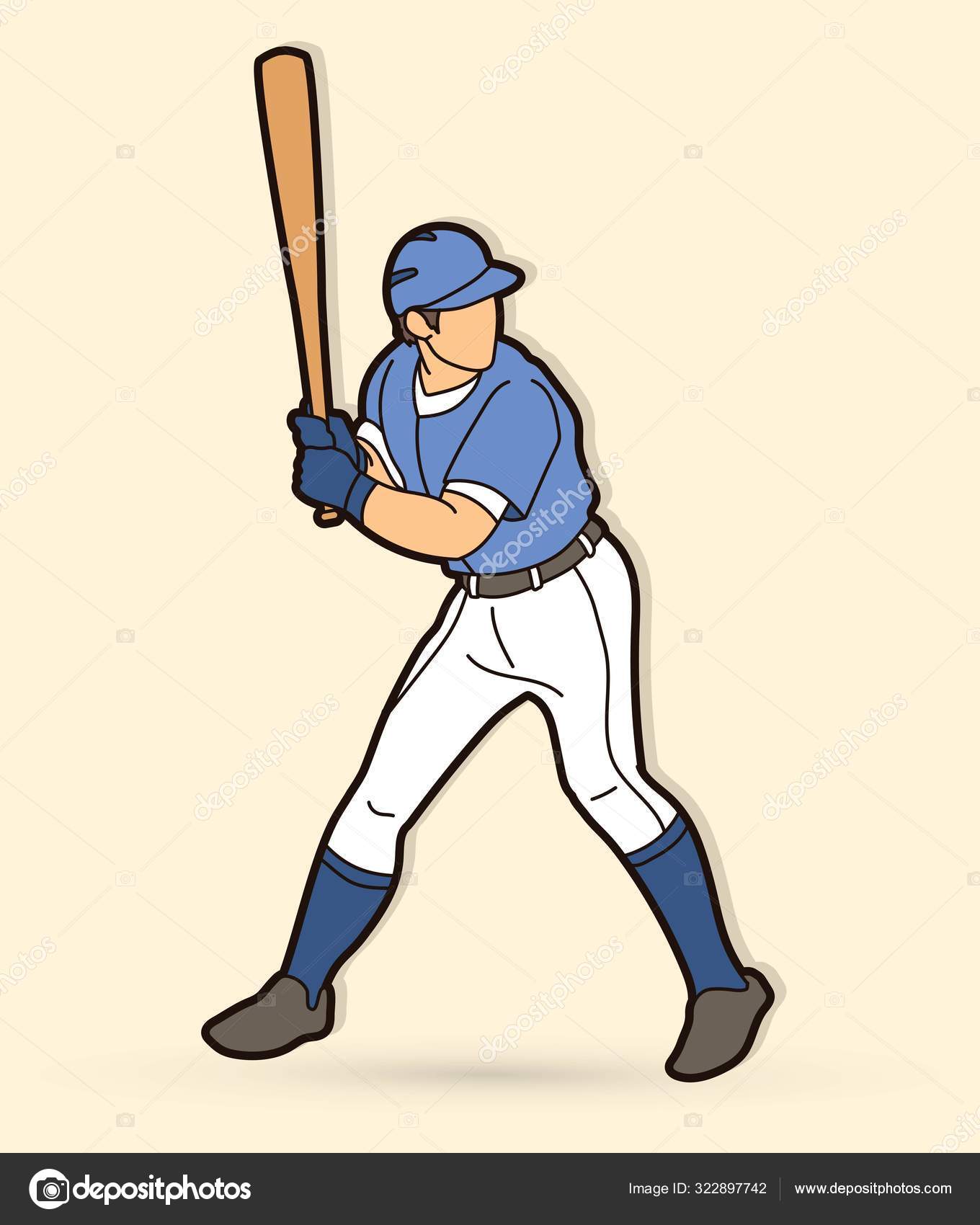 Baseball player action cartoon sport graphic - Stock