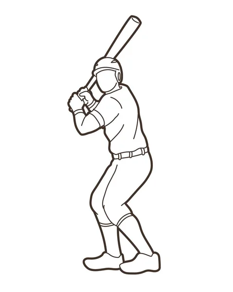 Baseball Jogador Ação Desenho Animado Esporte Gráfico Vetor — Vetor de Stock