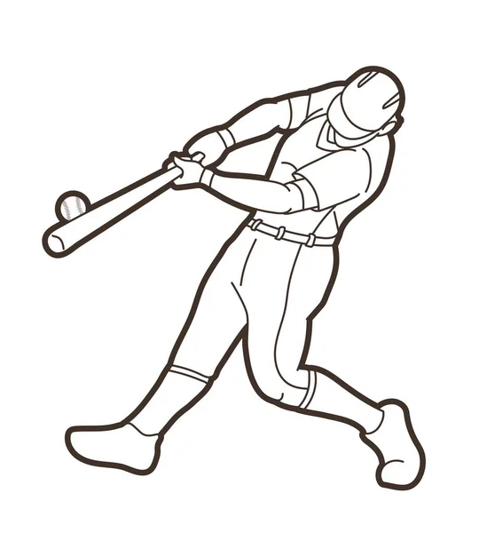 棒球运动员动作卡通片运动图形矢量 — 图库矢量图片