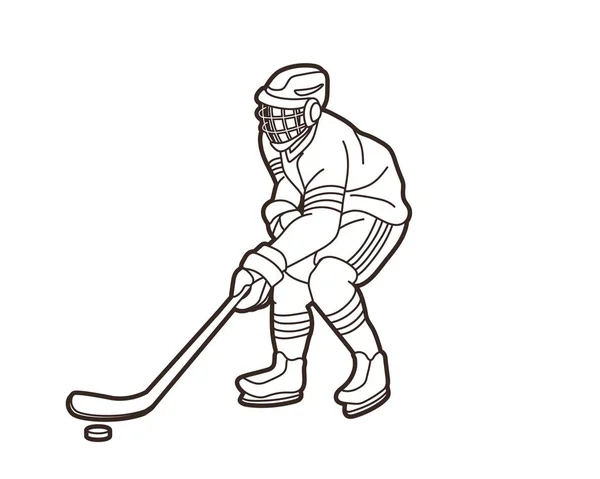 Hokejista Akce Karikatura Sportovní Grafický Vektor — Stockový vektor