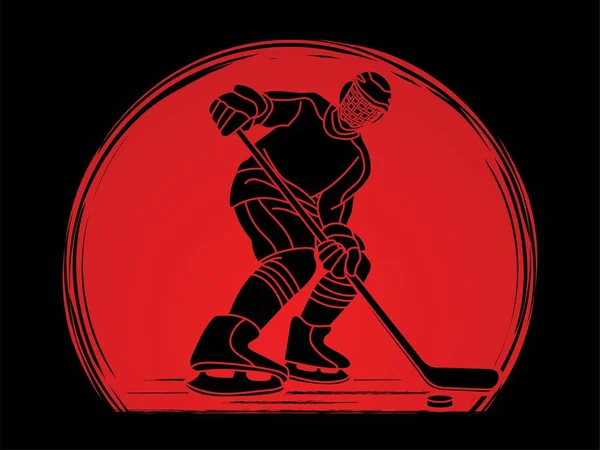 Hielo Jugador Hockey Vector Gráfico Acción — Vector de stock
