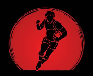 Rugby player action cartoon sport, Sportsman graphic vector. vector