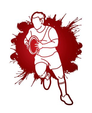 Rugby player action cartoon sport, Sportsman graphic vector. vector
