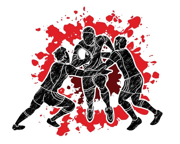 Rugby Joueur Action Dessin Animé Sport Sportsman Vecteur Graphique — Image vectorielle