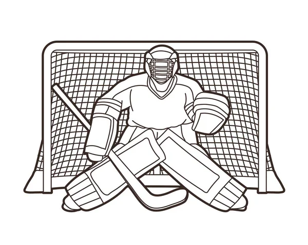 Ijshockey Speler Actie Cartoon Sport Grafische Vector — Stockvector