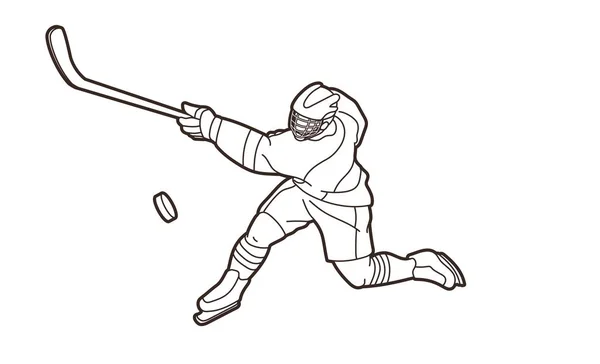 Ice Hockey Player Action Cartoon Sport Graphic Vector — Stock Vector