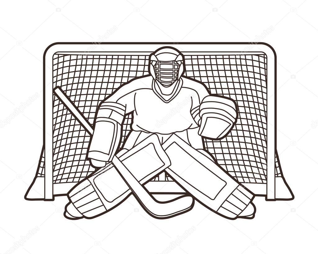 Ice Hockey player action cartoon sport graphic vector