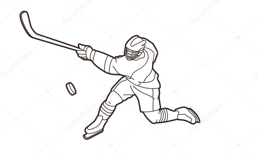 Ice Hockey player action cartoon sport graphic vector
