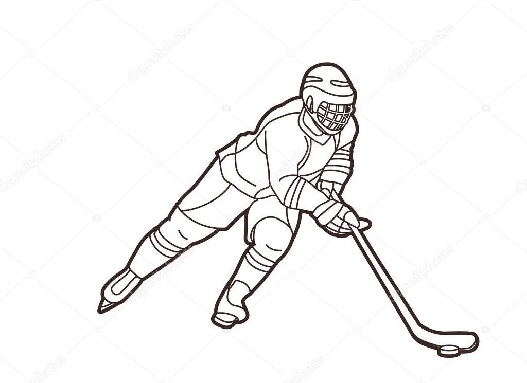 Ice Hockey player action cartoon sport graphic vector