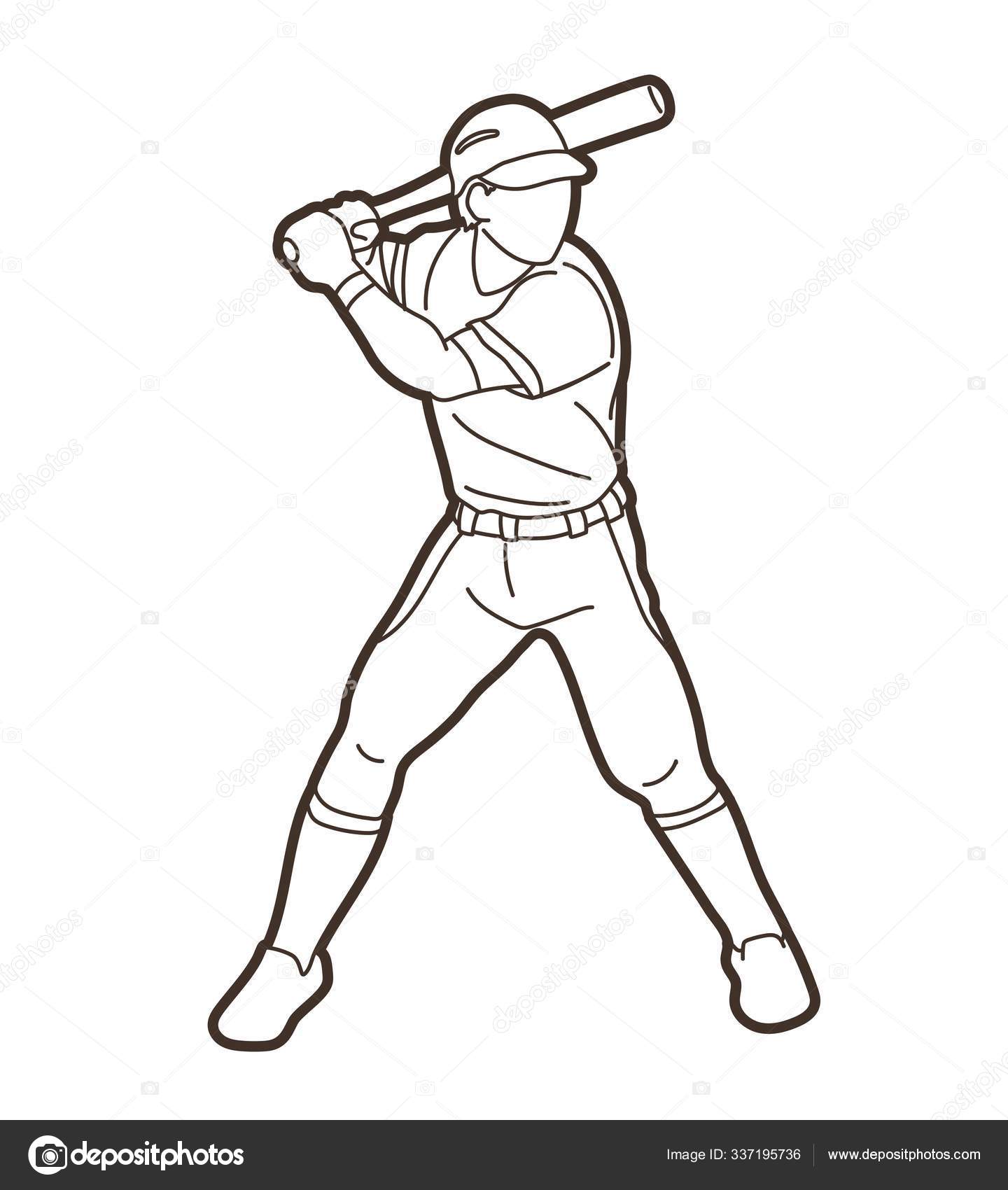 Baseball Player Action Cartoon Sport Graphic Vector Stock Vector Image