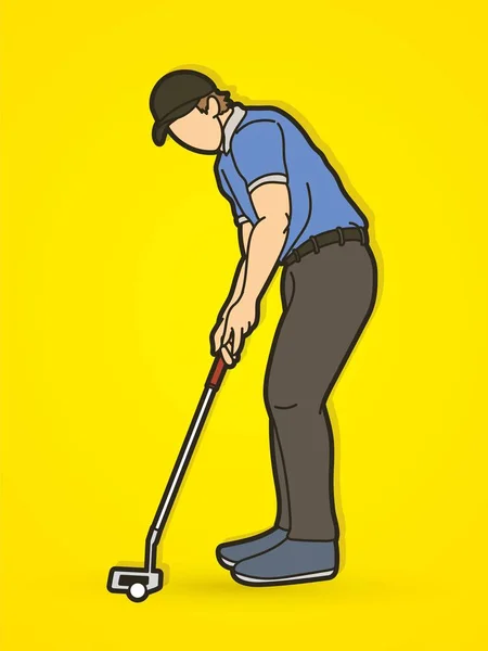 Golf Spieler Action Cartoon Sport Grafik Vektor — Stockvektor