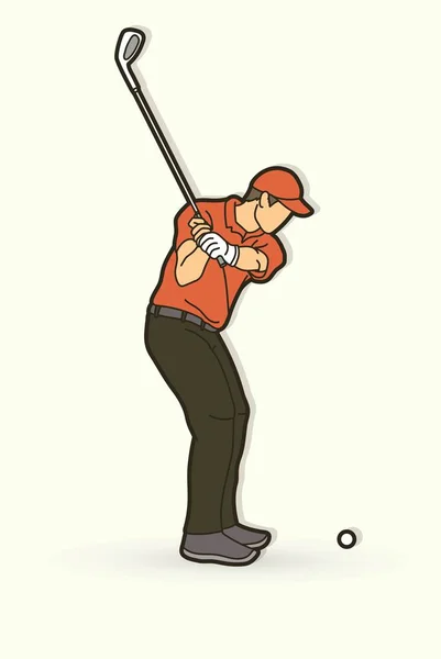 Golf Player Akce Karikatura Sport Grafický Vektor — Stockový vektor