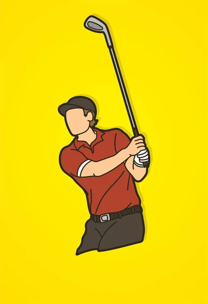 Golf Player Golfer Action Cartoon Sport Graphic Vector — 스톡 벡터