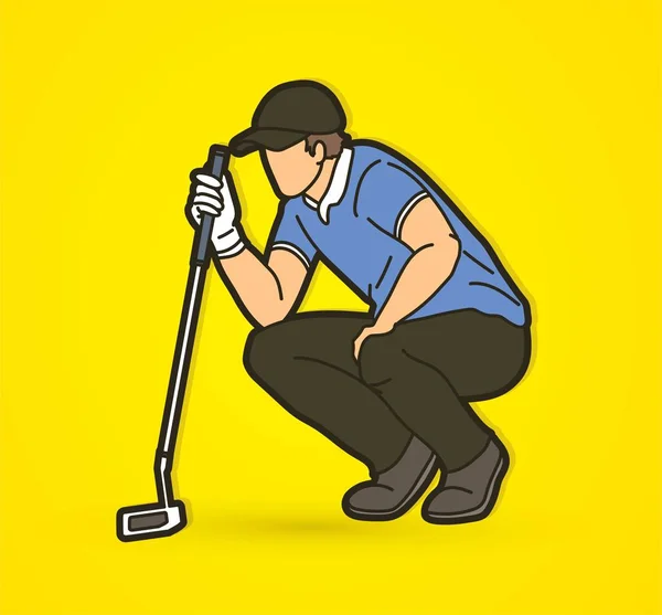 Golfspieler Golfer Action Cartoon Sport Grafik Vektor — Stockvektor