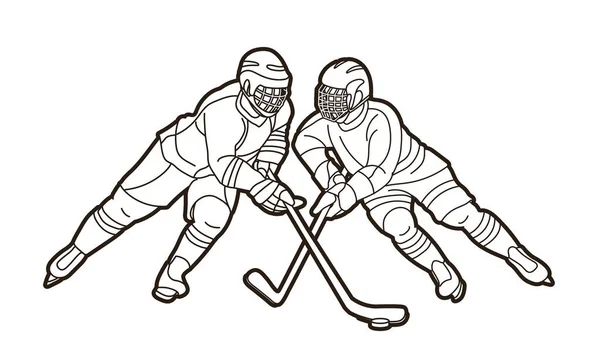 Group Ice Hockey Players Action Cartoon Sport Graphic Vector — Stock Vector