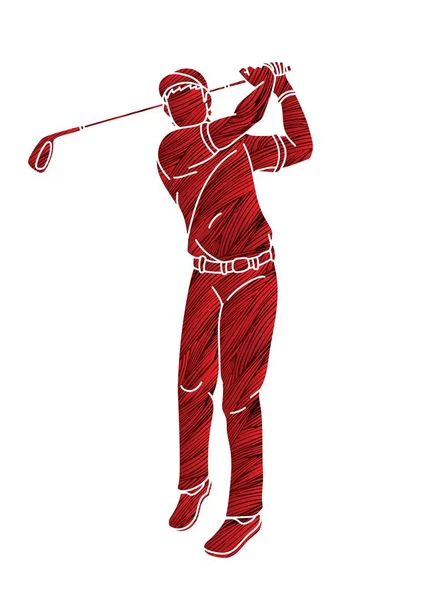 Golf Jugador Acción Dibujos Animados Deporte Gráfico Vector — Archivo Imágenes Vectoriales