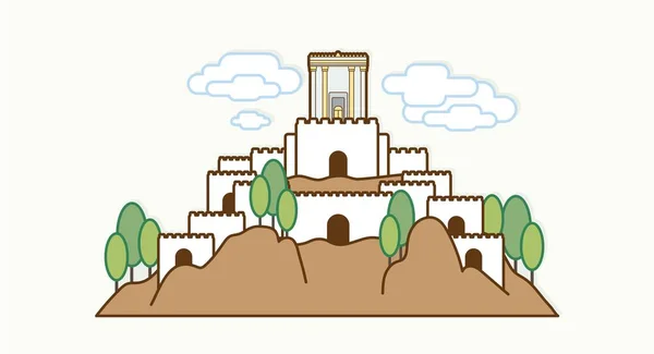 エルサレムイスラエル 旧市街の神殿イスラエル漫画のグラフィックベクトル — ストックベクタ