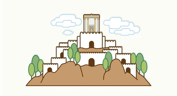 Jeruzsálem Izrael Temple Old City Izrael Rajzfilm Grafikus Vektor — Stock Vector