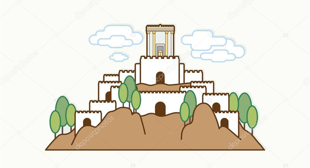 Jerusalem Israel, Temple at old city Israel cartoon graphic vector.