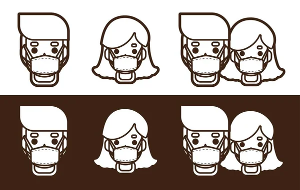医療用マスク 衛生的なマスク漫画のグラフィックベクトル — ストックベクタ