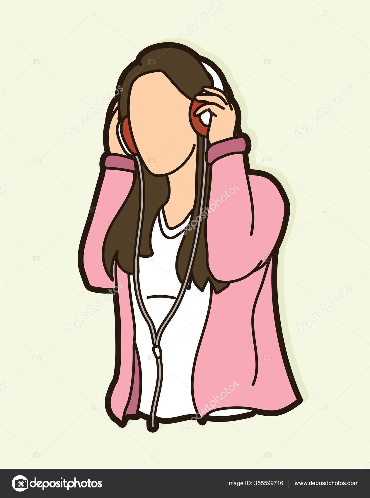 mulher ouve música em fones de ouvido. terapia musical. avatar para perfil  de meninas. 13127904 Vetor no Vecteezy
