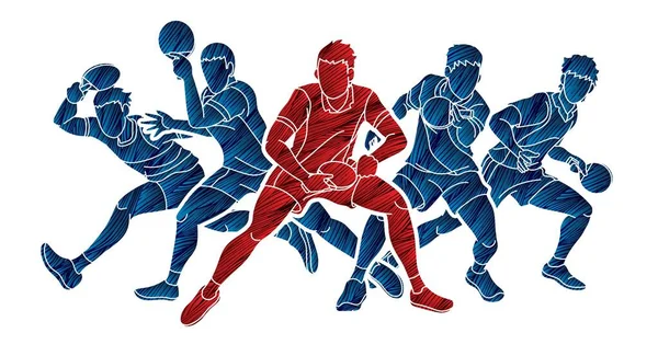 Ping Pong Joueurs Tennis Table Action Dessin Animé Sport Vecteur — Image vectorielle