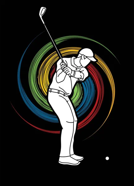 Jugador Golf Golfista Acción Dibujos Animados Deporte Gráfico Vector — Archivo Imágenes Vectoriales