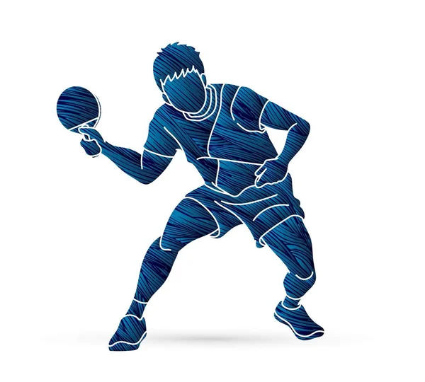 Joueur Ping Pong Vecteur Graphique Dessin Animé Action Tennis Table — Image vectorielle