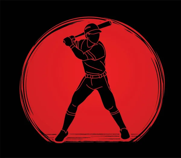 Baseball Player Action Cartoon Sport Graphic Vector — Stock Vector