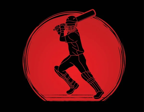 Cricket Speler Actie Cartoon Sport Grafische Vector — Stockvector