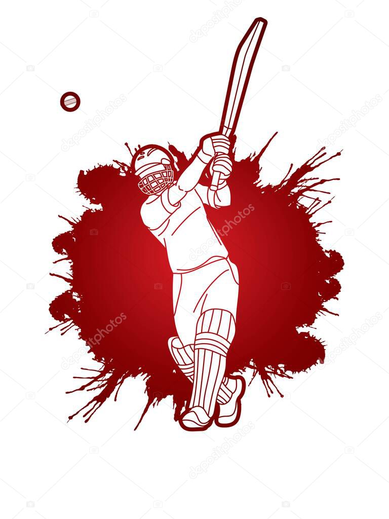 Cricket player action cartoon sport graphic vector