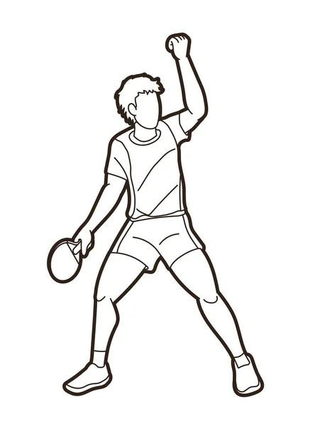 Joueur Ping Pong Vecteur Graphique Dessin Animé Action Tennis Table — Image vectorielle