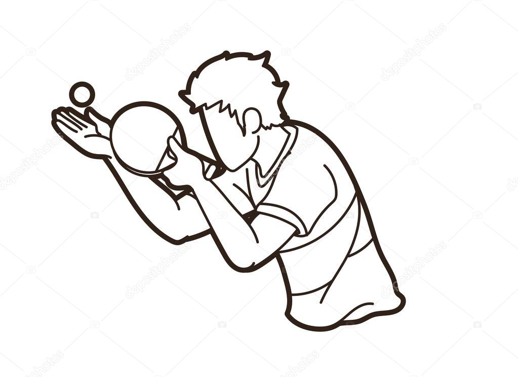 Ping Pong player, Table tennis action cartoon graphic vector.