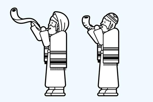 犹太吹号卡通图形矢量 — 图库矢量图片
