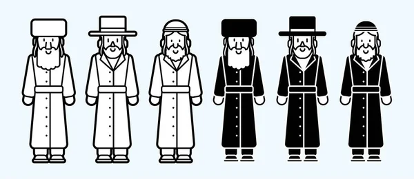 ユダヤ人の衣装のアウトラインアイコン漫画のグラフィックベクトル — ストックベクタ
