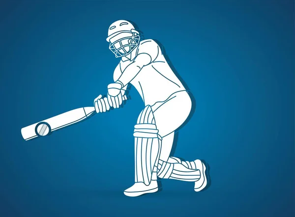 Kriket Hráč Akce Karikatura Sport Grafický Vektor — Stockový vektor