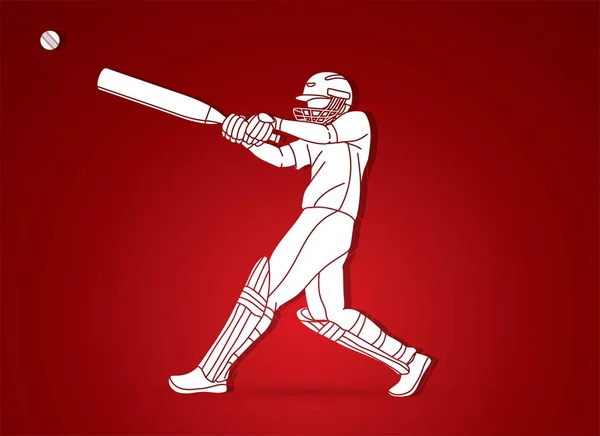 Cricket Spieler Action Cartoon Sport Grafik Vektor — Stockvektor