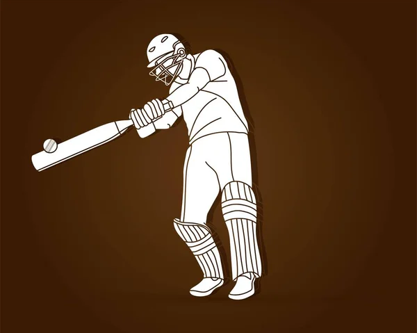Cricket Spieler Action Cartoon Sport Grafik Vektor — Stockvektor