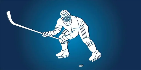Ice Hockey Player Action Cartoon Sport Graphic Vector — Stock Vector