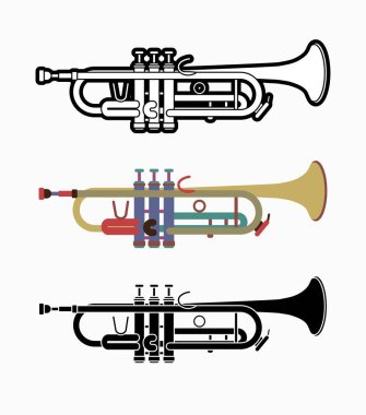 Trompet enstrümanı karikatür müzik grafik vektörü