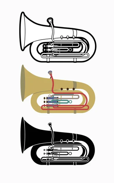 Tuba Instrument Tecknad Musik Grafisk Vektor — Stock vektor