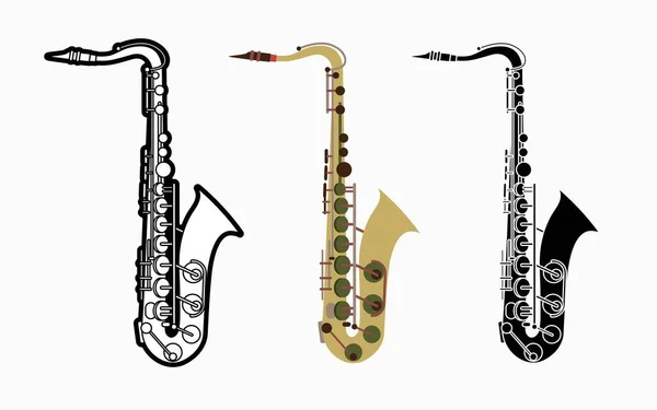Saxofon Instrument Tecknad Musik Grafisk Vektor — Stock vektor