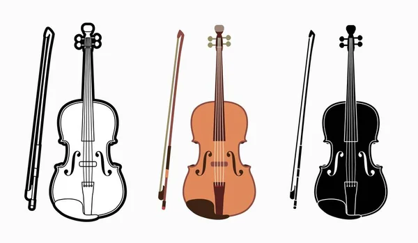 Violin Instrument Tecknad Musik Grafisk Vektor — Stock vektor