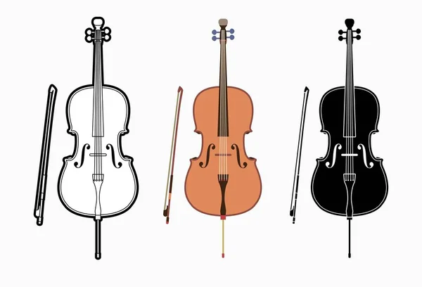 Cello Instrument Cartoon Musik Grafik Vektor — Stockvektor