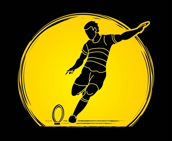 Rugby Joueurs Action Dessin Animé Sport Vecteur Graphique — Image vectorielle