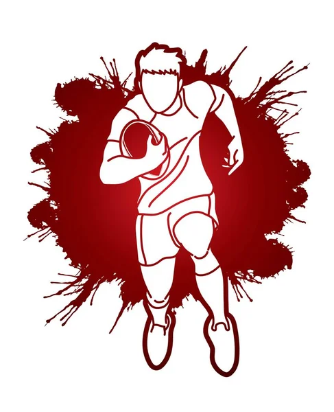 Rugby Spieler Action Cartoon Sport Grafik Vektor — Stockvektor