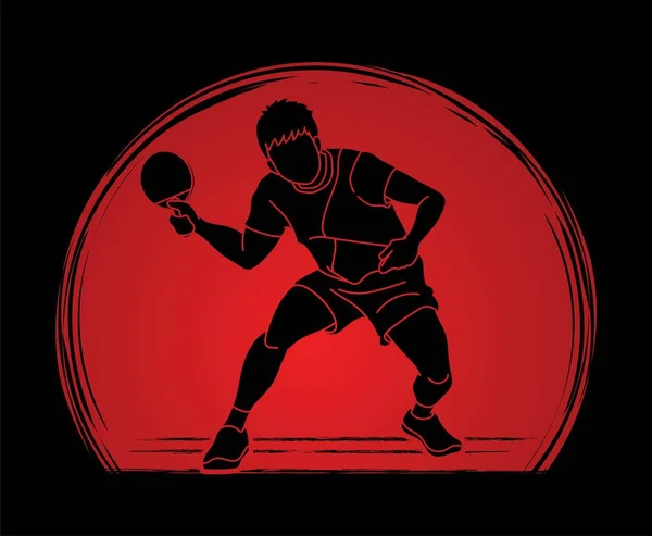 Игрок Пинг Понг Графический Вектор Действия Настольного Тенниса — стоковый вектор