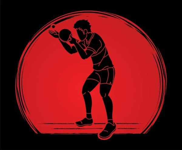ピンポン選手 卓球アクション漫画のグラフィックベクトル — ストックベクタ