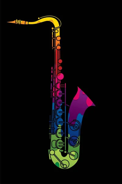 Saxofon Instrument Cartoon Musik Grafik Vektor — Stockvektor